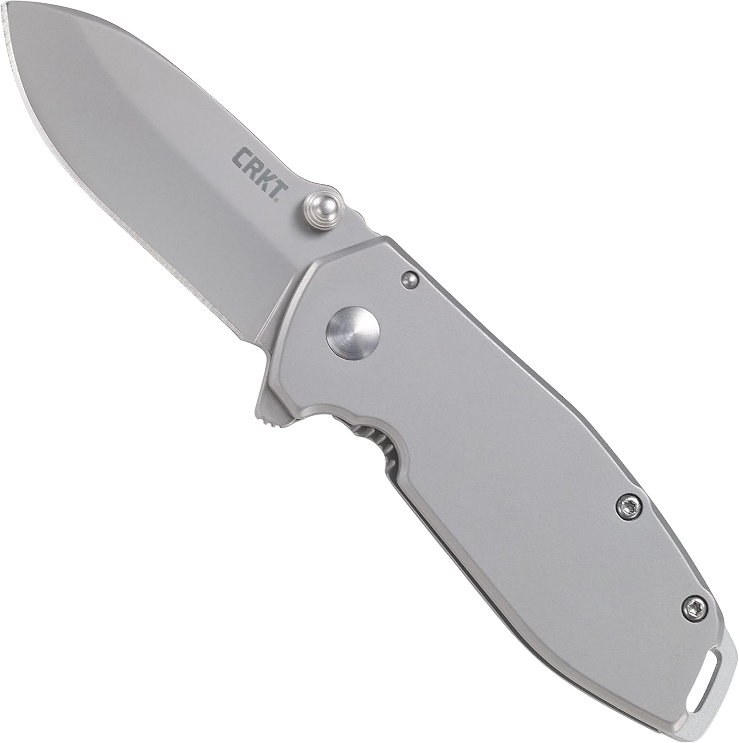 CRKT Squid Assisted Folding Pocket Knife: Compact EDC Straight Edge Utility Knife with Stainless Steel Blade and Framelock Handle - Silver Stonewash 2492