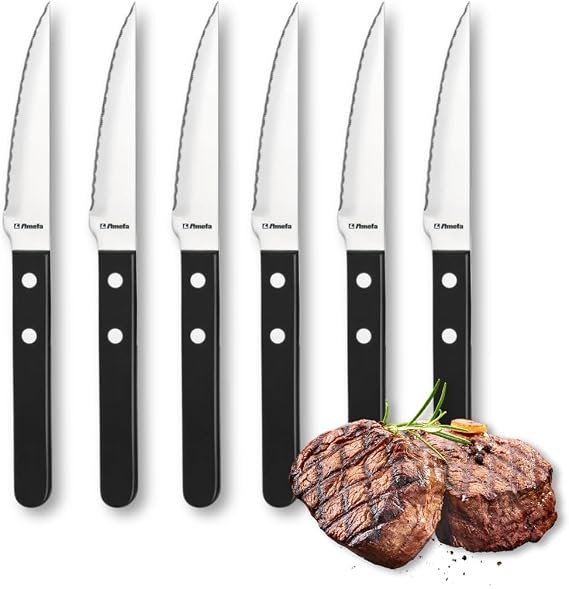 Amefa Retail Steak Knife Black Set 6