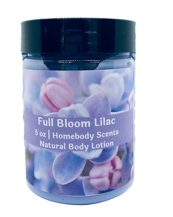 Full Bloom Lilac Body Lotion, Lilac Body Cream, Allergen, Gluten, Sulfate, Phthalate and Cruelty Free, 100% Vegan, Floral Scent, Body Lotion by Homebody Scents (Full Bloom Lilac, 8 oz)