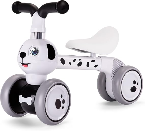 YGJT Baby Balance Bike Toys for 1 Year Old, Birthday Gifts for Boys and Girls, Silent Wheels & Non-Pedal Baby Walker Riding Toys for 10-36 Months Toddlers, Kids First Bike Gifts Spotty Dog