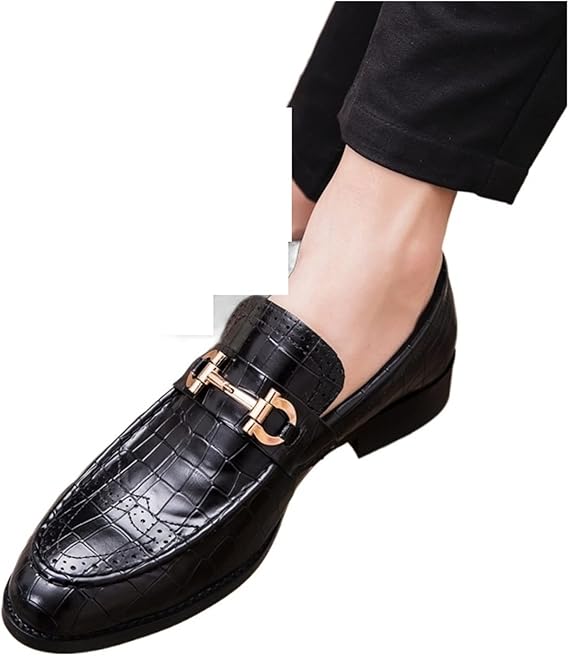 Mens leather shoes Design Leather Oxford Mens Flats Shoes Casual Style Men Oxfords Brand Dress Shoes For Men Drop Shipping(Schwarz,8.5 UK)