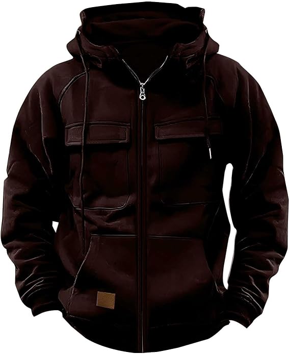 Tactical Hoodies for Men Fall Casual Cargo Pullover Workout Athletic Hooded Sweatshirts Field Training Outfits