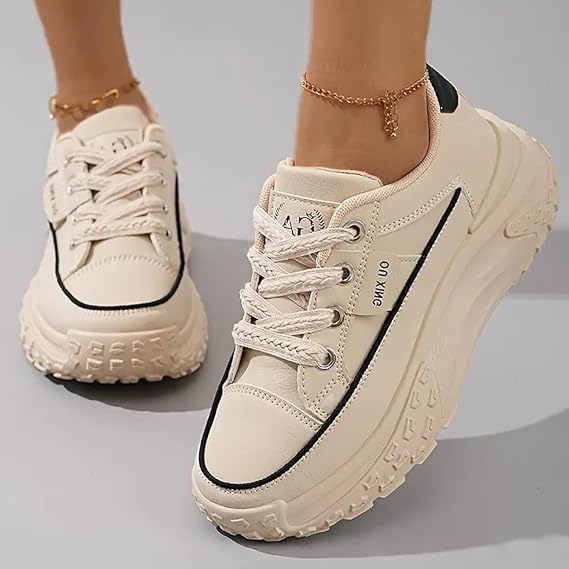 Platform Trainers for Women,Women's Chunky Platform Sneakers,Wedge Trainers for Women,Anti Slip With Thick Sole Breathable Fashion Running Sneakers,Ladies Flat Low Top Fashion Trainer
