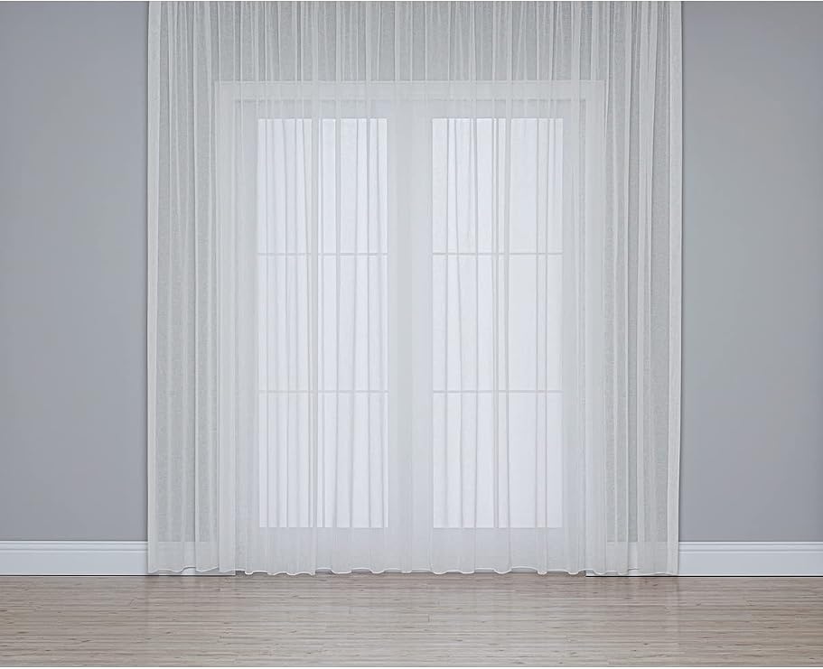 Gauze Fabric Design Linen Plus Tulle Curtain (Ecru, 150 x 260)