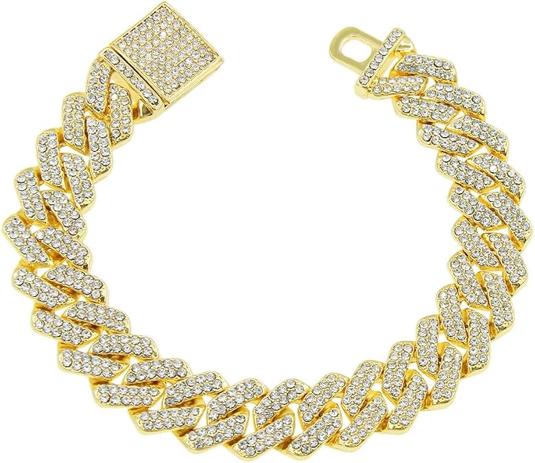 Hip Hop Necklace Jewelry Rap Punk Cuba Bracelet Retro Street Dance Cool Jewelry Accessories Gifts Big Anklet Chain-8''