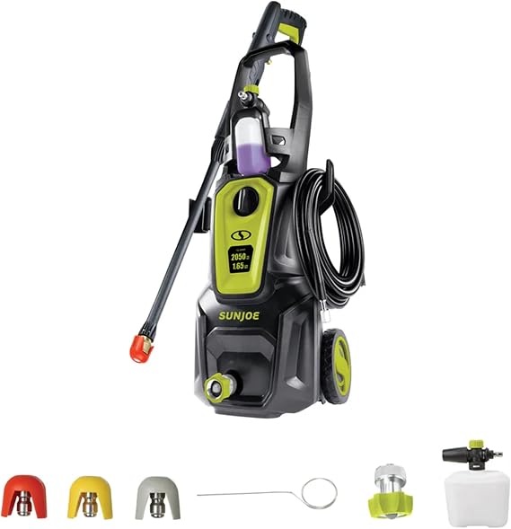 Sun Joe Electric Pressure Power Washer w/Foam Cannon & Extension Wand, 1600 PSI (PWMA Certified), 1.1 GPM, 13-Amp Motor - Heavy-Duty Cleaning Machine for Patios, Decks, Sidewalks & Cars, SPX2680-MAX