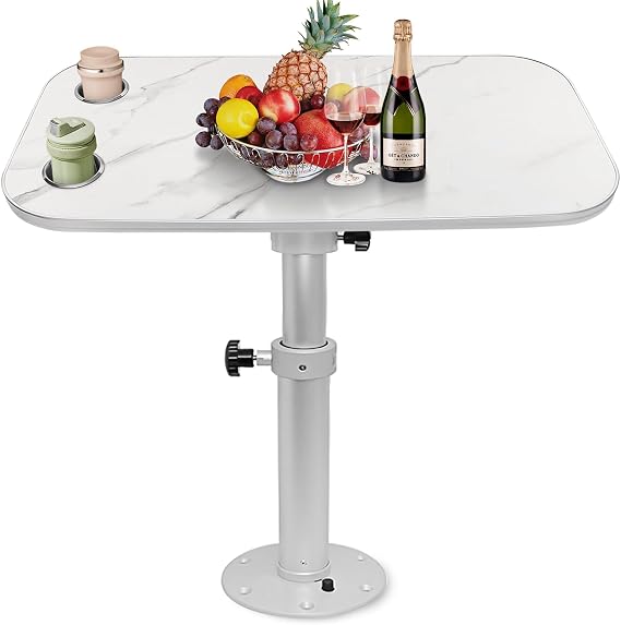 Removable Boat Table 34X18 inch & Boat Table Pedestal Set 17.827.2 Inch Height Range