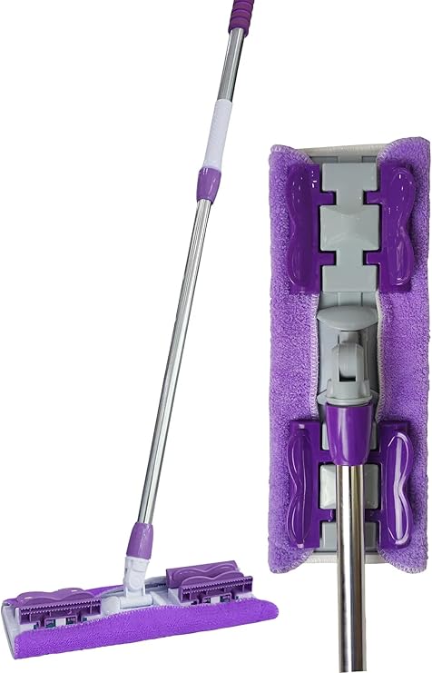 Mayaglory Sihirli Yer Mopu Fayans Duvar Yüzey Temizlik Mikrofiber Mandallı Mop, Teleskopik Saplı İstediğin Bezi Tak Kullan +1 Yedek Bezli