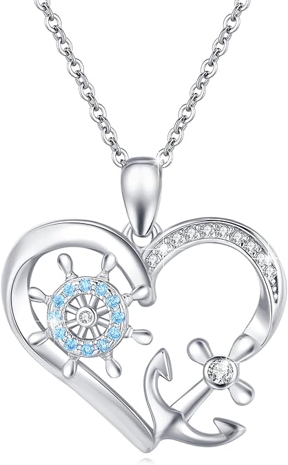 MEDWISE 2026 Graduation Gifts Anchor Necklace for Women 925 Sterling Silver Heart Anchor Pendant Necklace Nautical Jewelry Gifts for Women Daughter Wife