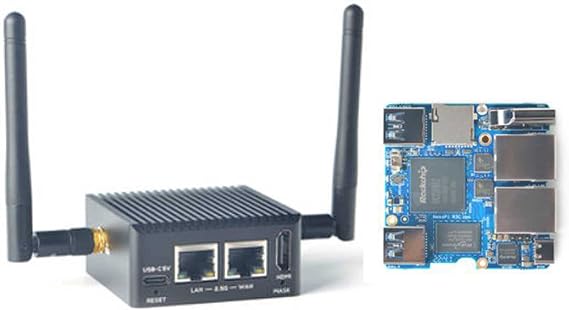 NanoPi R5C Rockchip RK3568 Dual 2.5G Ethernet Port Support M.2 WiFi Module HDMI2.0 Linux/Openwrt/Debian/Ubuntu (4GB 32GB, SingleBoard+Mental Case+Wifi+Antenna)