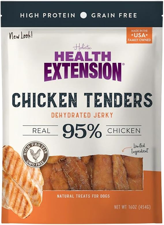 Health Extension Grain-Free Chicken Tenders Dog Treats, 16oz (454g) Natural, Crispy Gourmet Training Treats for Adult Dogs and Puppies