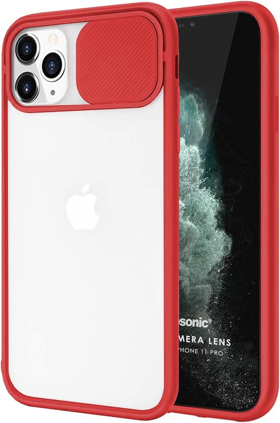 Microsonic Apple iPhone 11 Pro Kılıf Slide Camera Lens Protection Kırmızı