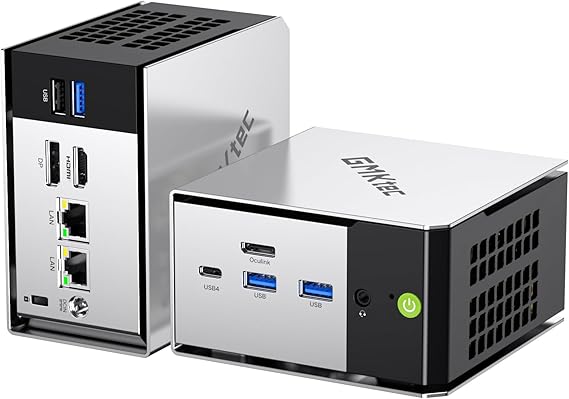 GMKtec Mini PC M8 Masaüstü Bilgisayar AMD Ryzen PRO 6650H (6C/12T 4.50Ghz) Dual NIC LAN 2.5GbE, 16GB LPDDR5 RAM + 512 GB Sabit Disk PCle SSD, Oculink, USB4, HDMI, USB-C