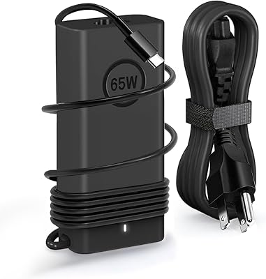 New Slim 65W USB C Laptop Charger Compatible with Dell Chromebook 11 3100, Pro 14 16 13 Plus, Pro 14 16, Pro 13 14 Premium, Pro Rugged 13 14 PB14250 PB14255 PB16250 PA14250 RB14250 Power Cord Type C