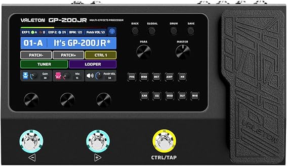 VALETON Guitar Pedal Multi-Effects Processor Guitar Bass Amp Modeling IR | Cabinets Simulation with FX Loop MIDI I/O Expression Pedal Stereo OTG USB Audio Interface GP-200JR