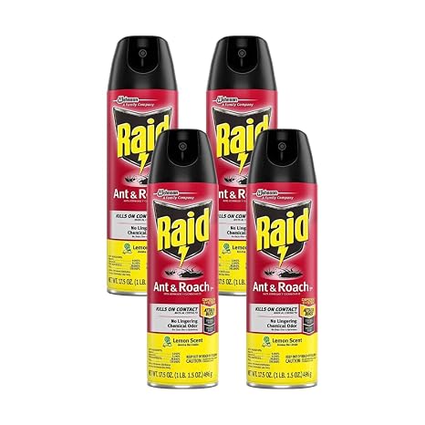 Raid Ant & Roach Killer Lemon Scent 17.5 Ounce (Pack of 4)