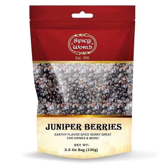Spicy World Juniper Berries Whole 3.5 Ounce Bag- Pure - Great for Cooking, Drinks, Tea & More!