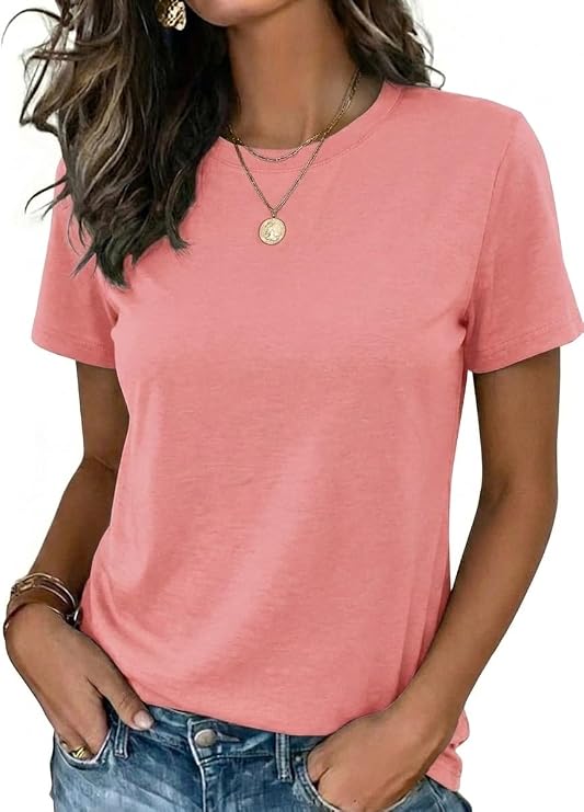Zeagoo Womens Tshirt Short Sleeve Summer Tops Crewneck Casual Basic Tee Shirts Spring Clothes Trendy Outfit
