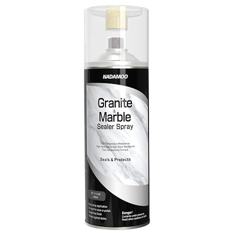 NADAMOO 2K Granite & Marble Sealer Spray, 2-Parts Formula Sealant with Stronger Adhesion and Enhanced Wear Resistance, Seal & Protect Kitchen & Bath Surfaces, Clear, 1 Can