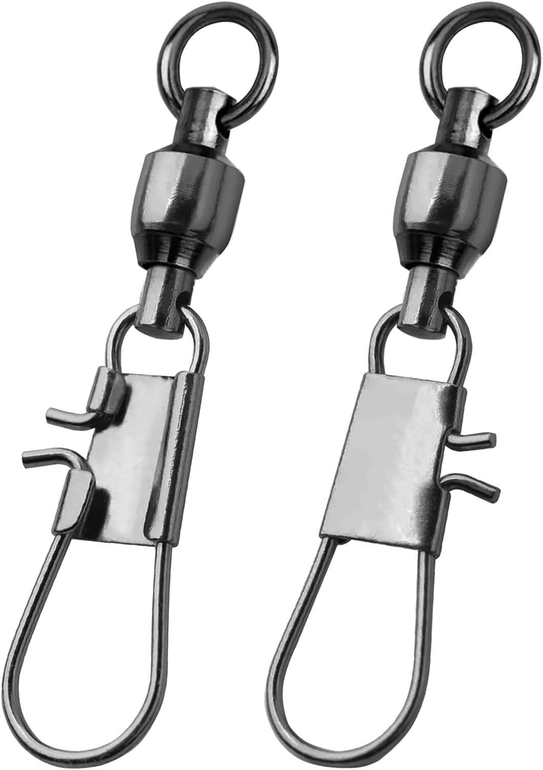 Ball Bearing Snap Swivels Fishing Saltwater Freshwater Snap Swivels Fishing Tackle Swivel with Interlock Snap Clips Stainless Steel Black