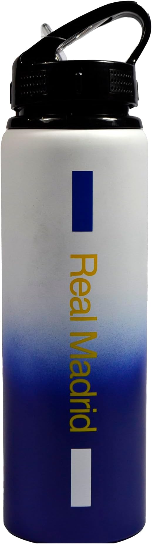 Hy-Pro Officially Licensed Real Madrid CF Aluminium Water Bottle - 750ml, Fade Design, Matt, Integrated Folding Straw, Leakproof, Lightweight, Great Football Gift Idea