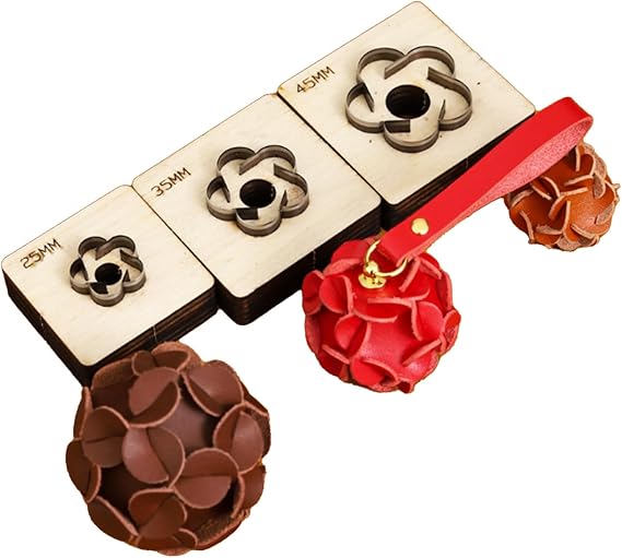 Leather Cutting Dies, Flower Ball Leather Die Metal Cutter Wooden Mold for Keychain DIY Decorative Crafts Making (25mm)
