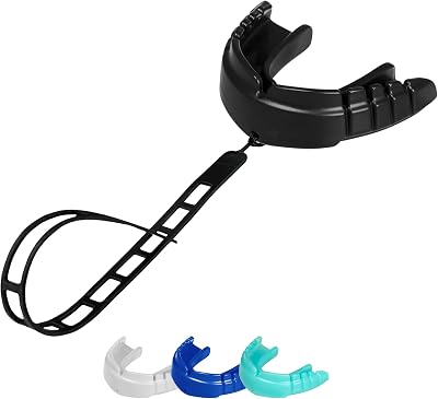 OPRO Snap-Fit Instant Level Braces Mouth Guard  Strap Quick Protection Mouthguard for Lacrosse, jiu Jitsu, MMA Boxing Wrestling & Football Mouthpiece Includes Mouth Guard Case Adult, Black