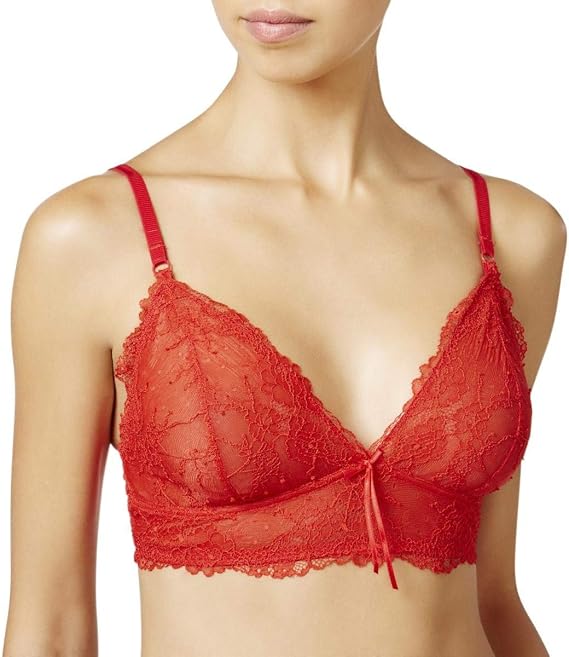 Heidi Klum Heidi Women's Natural Lace Soft Cup Bra (Large, Ribbon Red)
