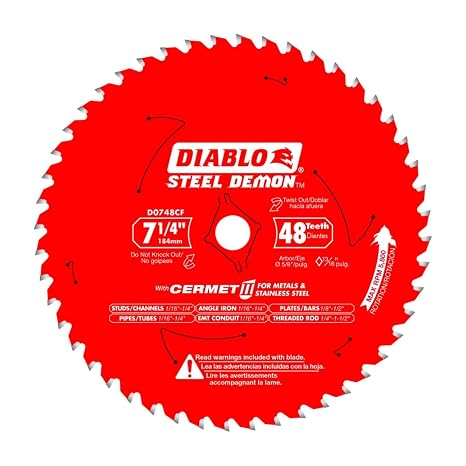 Diablo Steel Demon Cermet II Saw Blade - 7-1/4" Diameter, 48 TCG Teeth