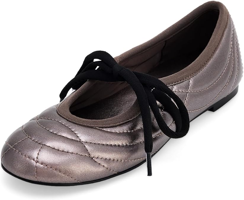 JW PEI Women's Erika Topstitching Lace-up Ballet Flats