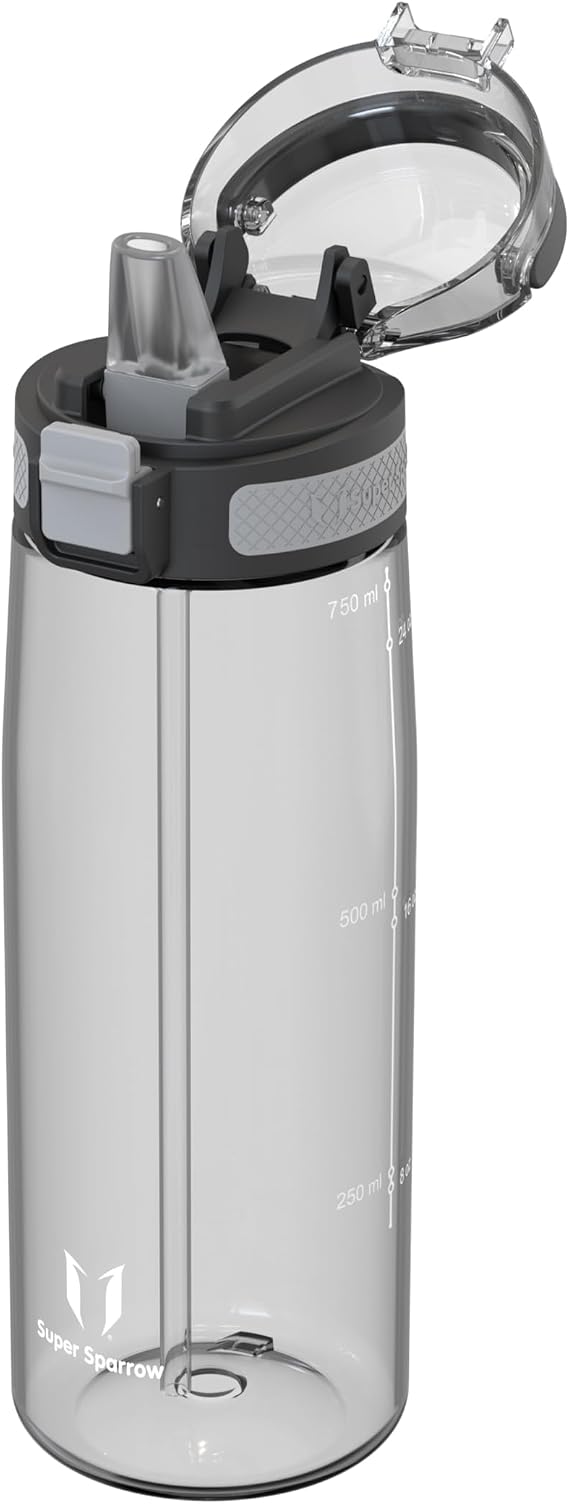 Super Sparrow Water Bottle - 750ml - USA Tritan BPA-Free Straw Bottle - Suitable for Sports, School, Baseball, Outdoor, Camping, Training
