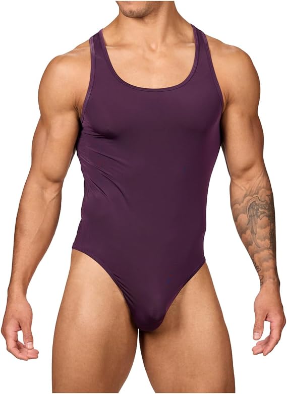 Men's Smooth, Stretchy Thong Bodysuit with Shaping Pouch