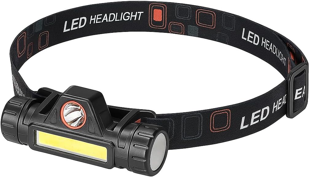 CATA 200 Lümen Mir Led Kafa Feneri Mini LED Far USB Şarj Edilebilir Ayarlanabilir Açı Su Geçirmez Hafif COB Kafa Lambası Dağ Tırmanışı Gece Balıkçılık [Enerji Sınıfı A] [Enerji Sınıfı A]