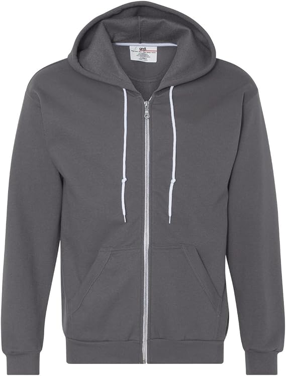 Anvil Full-Zip Sweatshirt. 71600 L Charcoal
