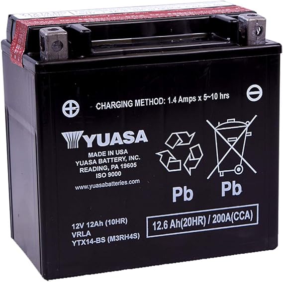 Yuasa YTX14-BS Maintenance Free Battery with Acid Pack