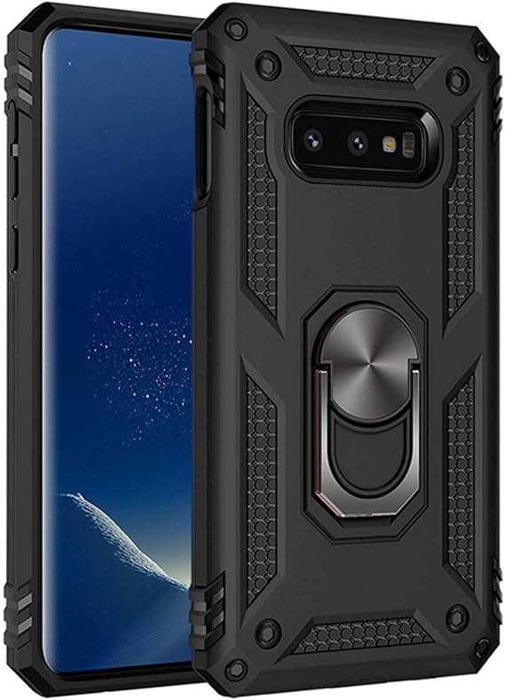 Microsonic Samsung Galaxy S10e için Kılıf Military Ring Holder Siyah [Galaxy S10e ile Uyumlu Kılıf - Siyah]