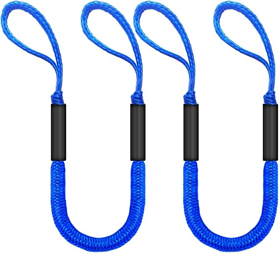 3FT Bungee Dock Line for Boats with Loops Secure Docking for Small & Medium Sized Boats Like Jet Ski, Kayak,PWC, Canoe, Bass Boat, Jon Boat (Blue)