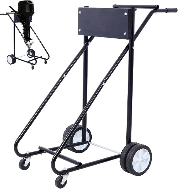 Outboard Boat Motor Stand - Heavy Duty Outboard Motor Stand with Wheels | 315lbs Weight Capacity Multi-Functional Support Engine Carrier Cart Dolly for Motor Storage Repair Transport Black