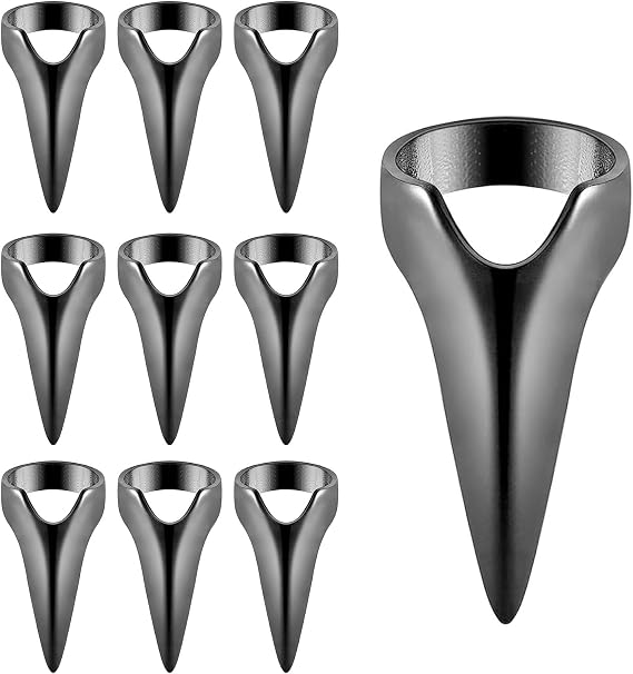 10 Pack Metal Finger Nail Stitch Braid Tools, Black Hair Parting Ring, Retro Claw Rings for Braiding, Highlights, Hair Extensions, Cosplay & Nail Art
