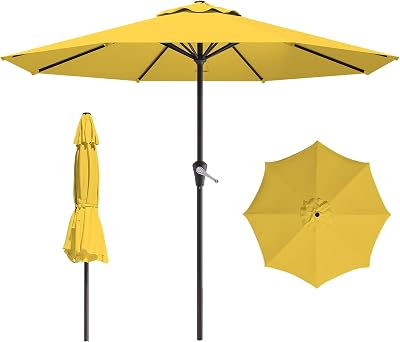 AreShark 12 FT Patio Umbrella for Outdoor, Outdoor Table Umbrella, Outdoor Patio Umbrellas with 8 Sturdy Ribs, Patio Umbrellas for Market, Garden, Deck, Backyard, Pool, Yellow