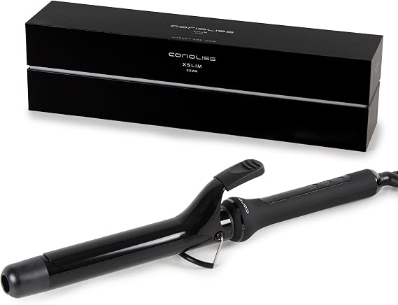 Corioliss X-Slim Hair Curler | Professional Ceramic & Tourmaline Barrel | Digital Temperature Control 80C-210C | Fast Heating | Long Barrel Easy Styling | 360 Swivel Cord | Auto Shut-Off (32 MM)
