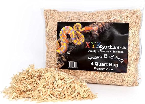 XYZReptiles Premium Aspen Snake Bedding Reptile Bedding Terrarium Bedding 4 Quart Bag