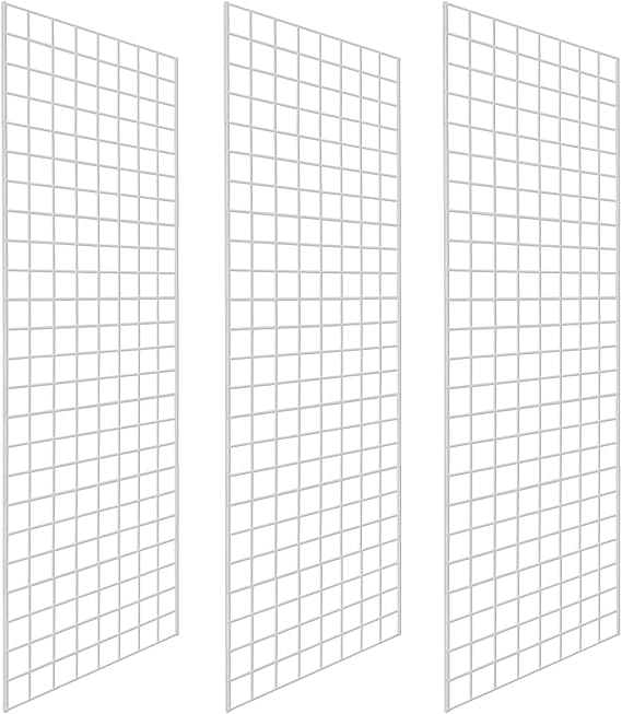 Commercial Grade Gridwall Panels Heavy Duty Grid Panel for Any Retail Display, 2 Width x 6 Height, 3 Gridwall Panels Per Carton (White Finish)