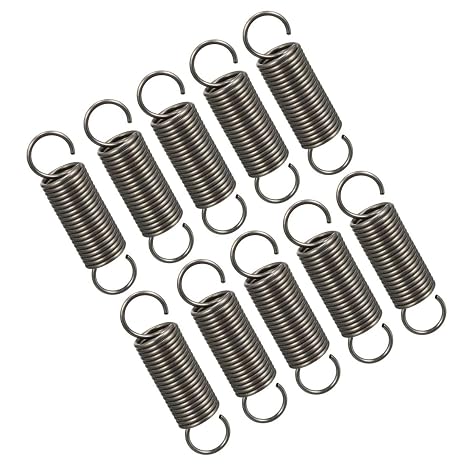TOP-VIGOR 10Pcs Extension Compressed Spring, 1mm Wire Dia, 10mm OD, 40mm Free Length Durable Steel Compression Springs, Small Dual Hook Extended Tension Springs