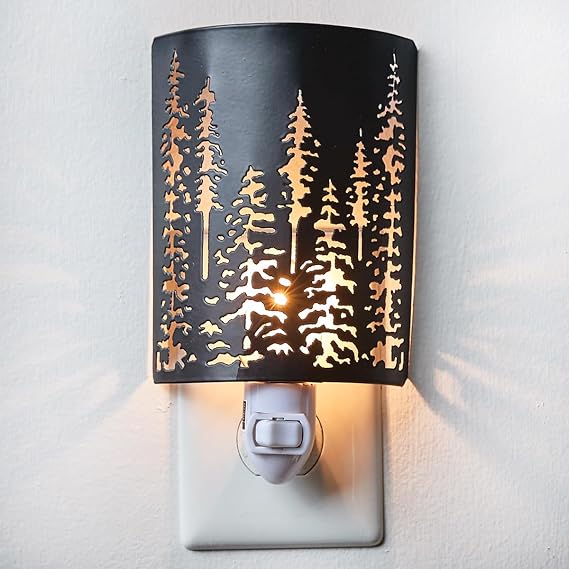 BLACK FOREST DECOR Woodland Pines Nightlight 3 1/2" Wx2 1/4" Dx6 3/4" H