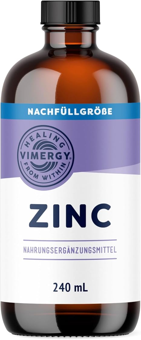 Vimergy Zinc Liquid Dietary Supplement - Quick Absorbing Zinc Drops for Children - No Sugar No Dyes or Flavours - Vegan Gluten Free and Paleo Suitable (240 ml) Fast absorbing drop formula formulated with no added sugar. GMO-free kosher vegan and paleo suitable.