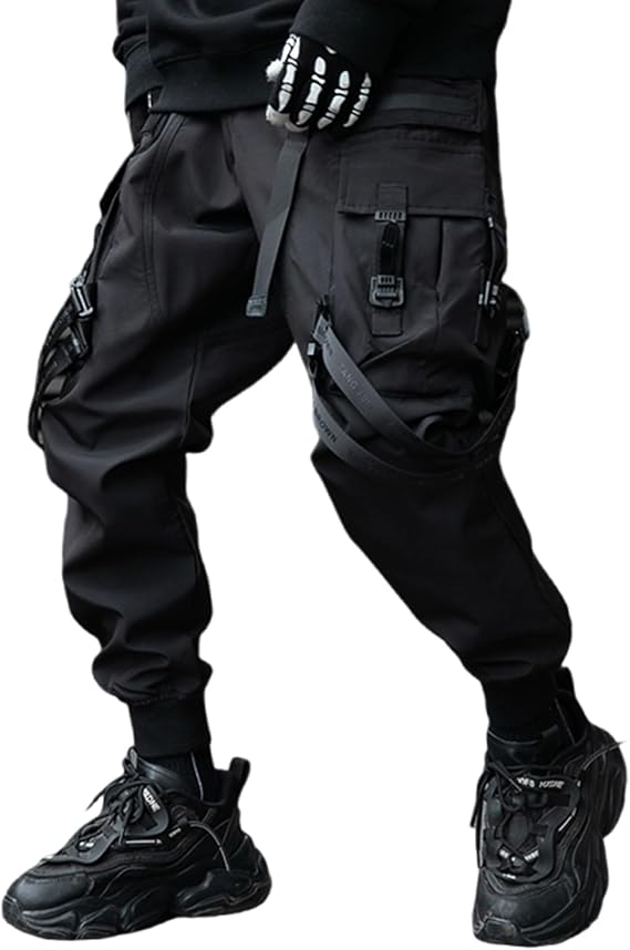 XYXIONGMAO Men's Techwear Japanese Streetwear Goth Black Cargo Jogger Fashion Tripp Pants