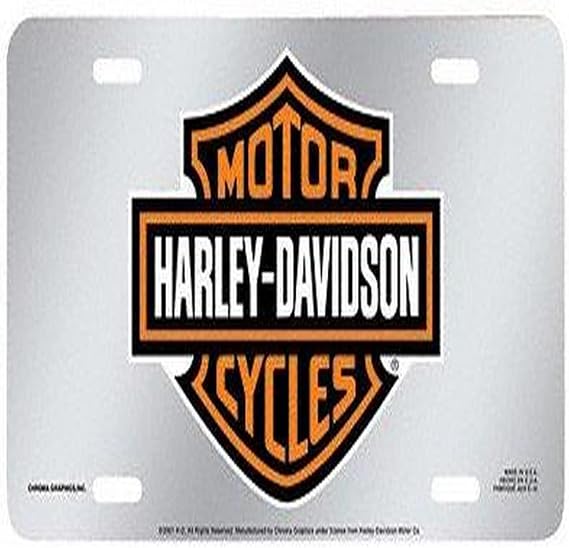 Harley-Davidson 1901 Acrylic Mirror Tag Orange Bar & Shield
