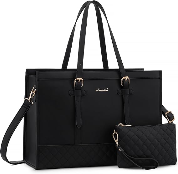 LOVEVOOK Women's 15.6inch Laptop Tote, PU Leather Computer Work Bag, office