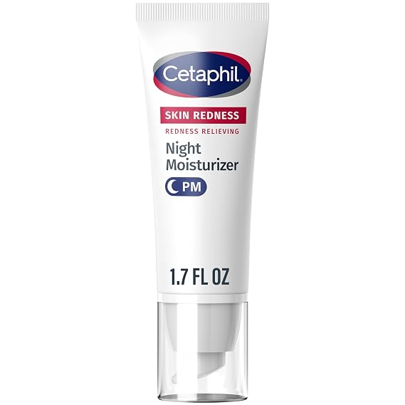 Cetaphil Redness Relieving Night Cream Face Moisturizer, 1.7oz | Fragrance Free, Hypoallergenic, Soothes Dry Redness-Prone Skin Overnight, Sensitive Skin Safe, Dermatologist Recommended